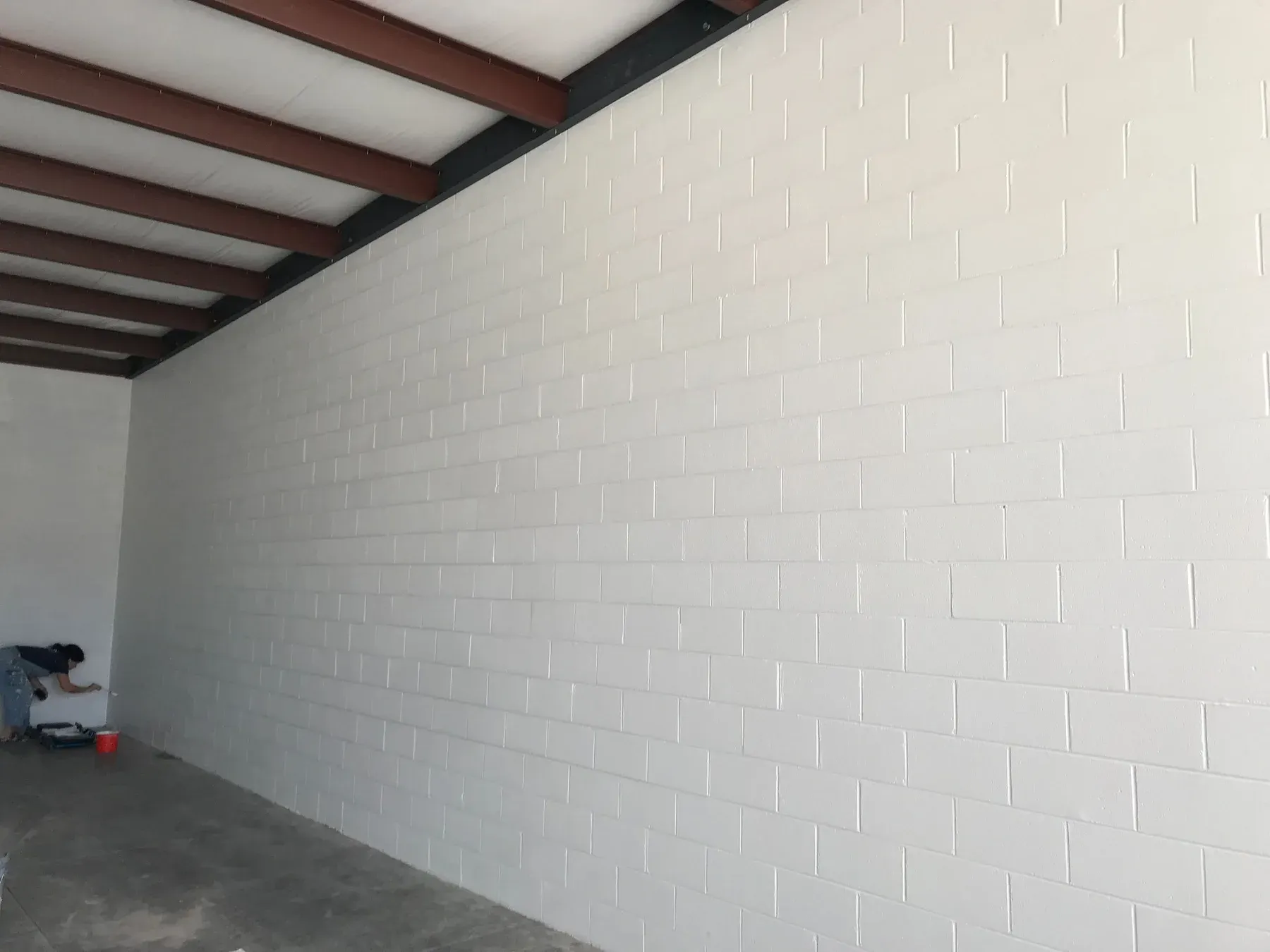 The block wall painted bright white